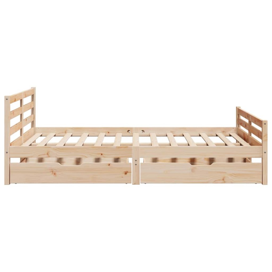 Estructura de cama sin colchón madera maciza de pino 120x190