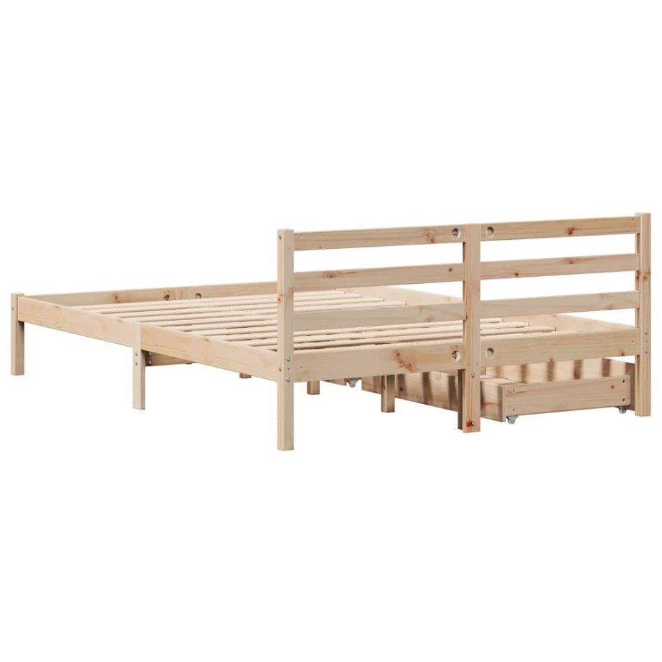 Estructura de cama sin colchón madera maciza de pino 140x190