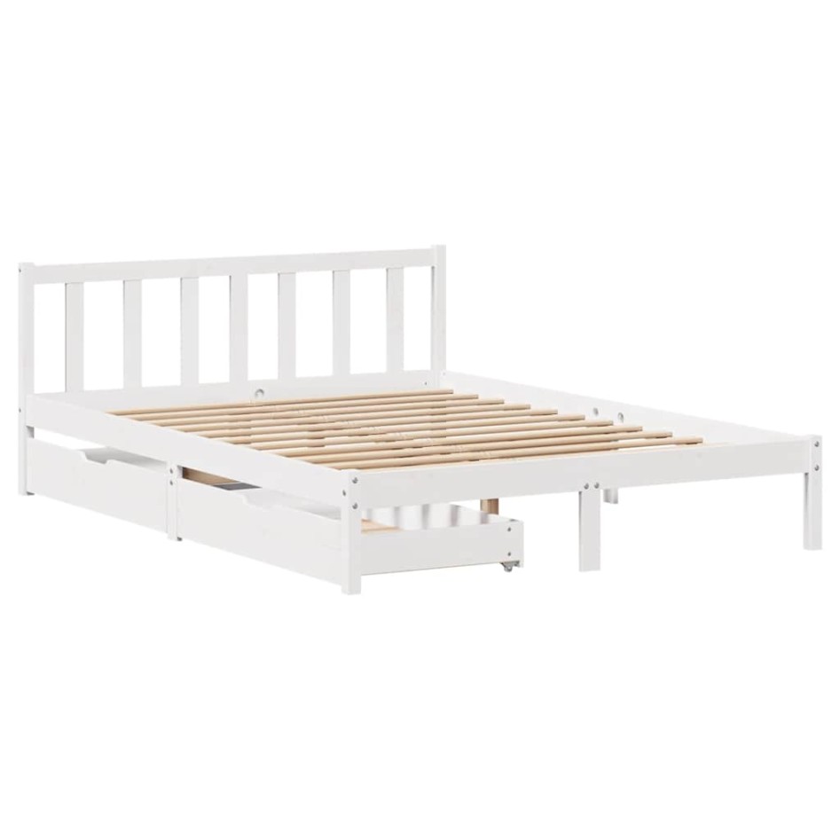 Estructura de cama sin colchón madera de pino blanca 140x190