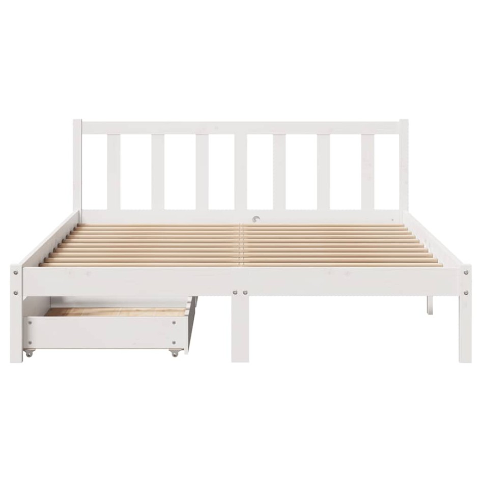 Estructura de cama sin colchón madera de pino blanca 140x190