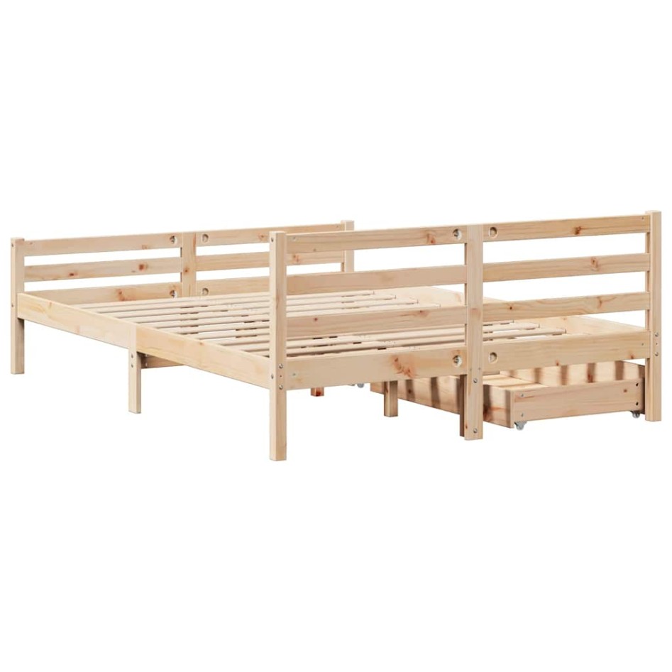 Estructura de cama sin colchón madera de pino maciza 120x200