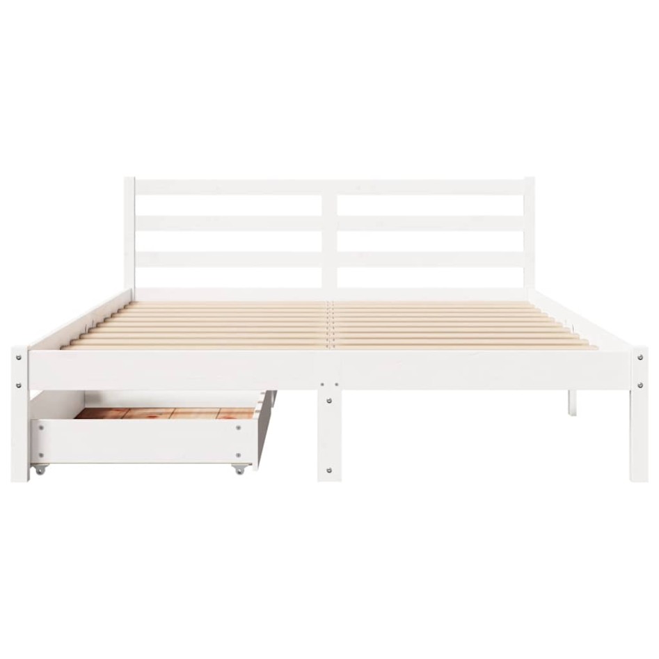 Estructura de cama sin colchón madera de pino blanca 120x200