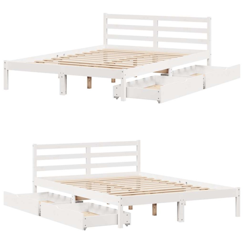 Estructura de cama sin colchón madera de pino blanca 120x200