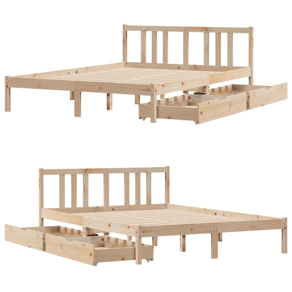 Estructura de cama sin colchón madera de pino maciza 120x200