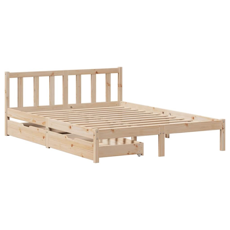 Estructura de cama sin colchón madera de pino blanca 140x200