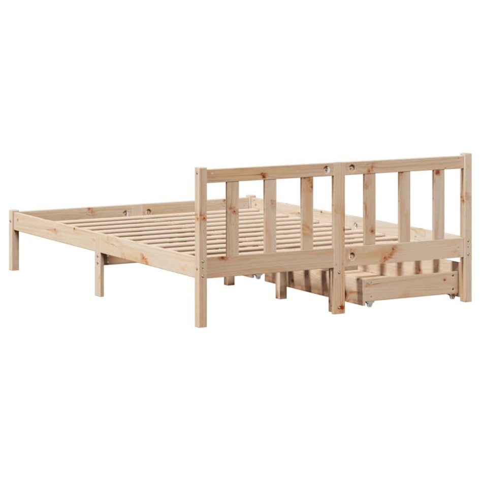 Estructura de cama sin colchón madera de pino blanca 140x200