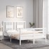 Estructura de cama con cabecero madera maciza blanco 120x200