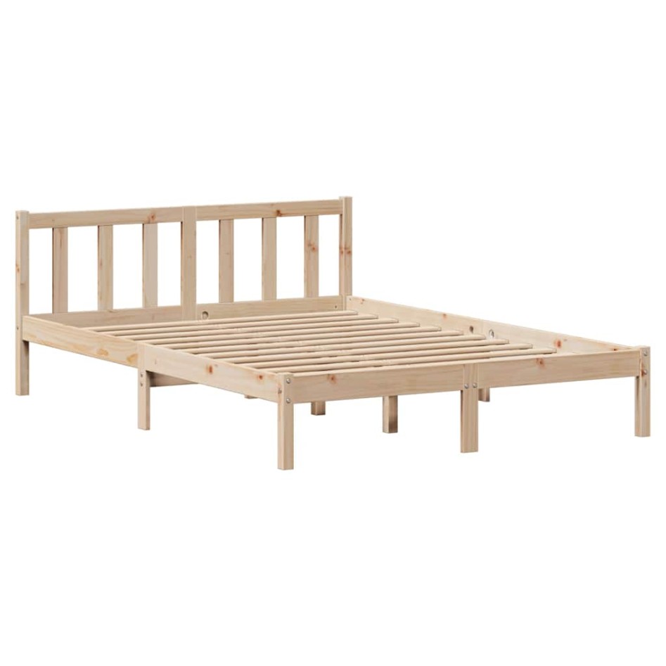 Estructura de cama sin colchón madera de pino blanca 140x200