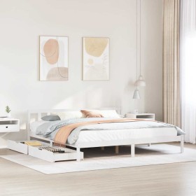 Cama sin colchón madera maciza de pino blanca 180x200