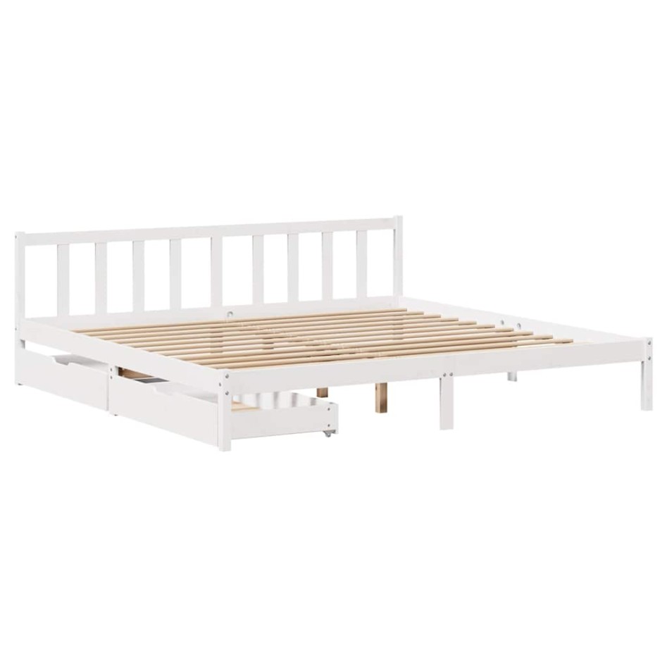 Cama sin colchón madera maciza de pino blanca 180x200
