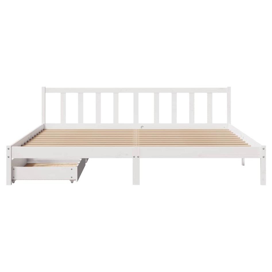 Cama sin colchón madera maciza de pino blanca 180x200