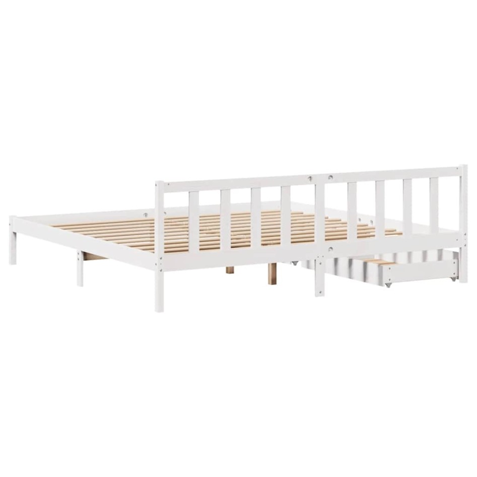 Cama sin colchón madera maciza de pino blanca 180x200