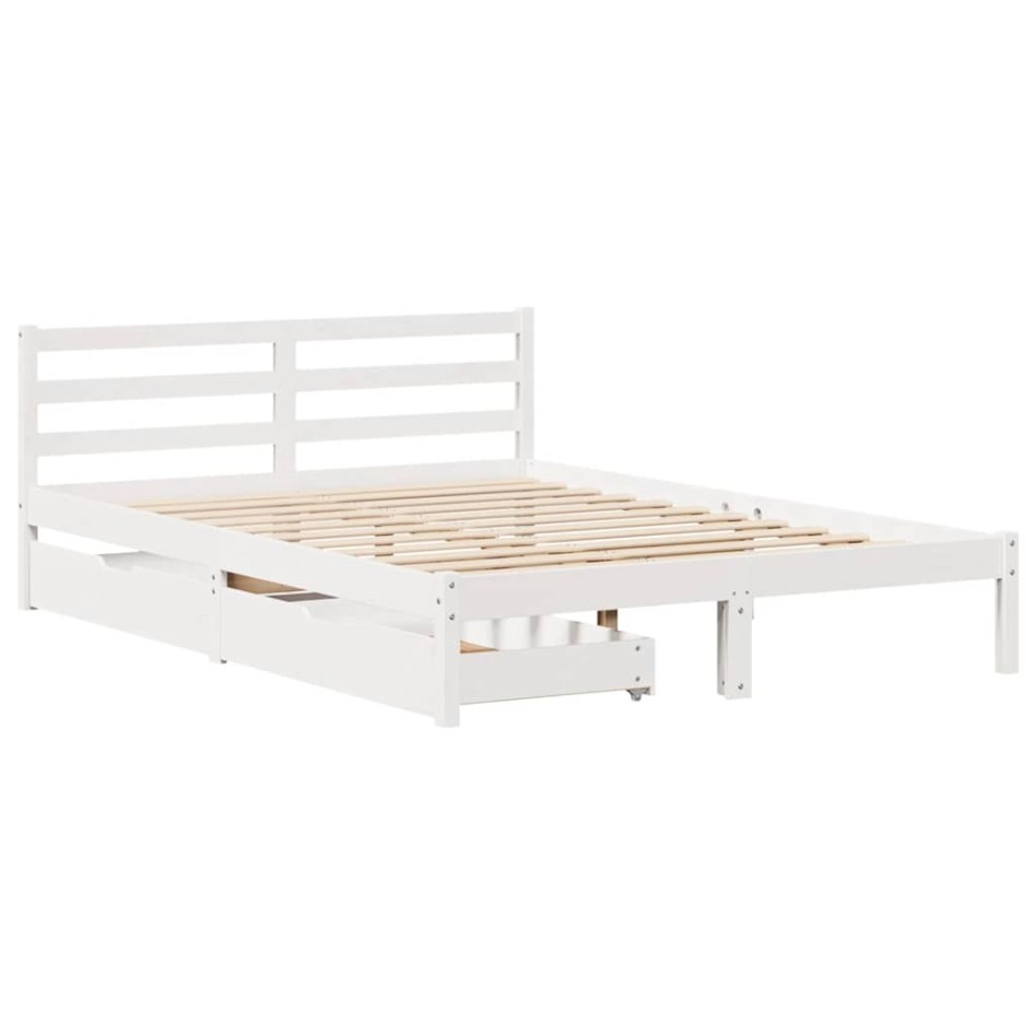 Estructura de cama sin colchón madera maciza de pino 160x200