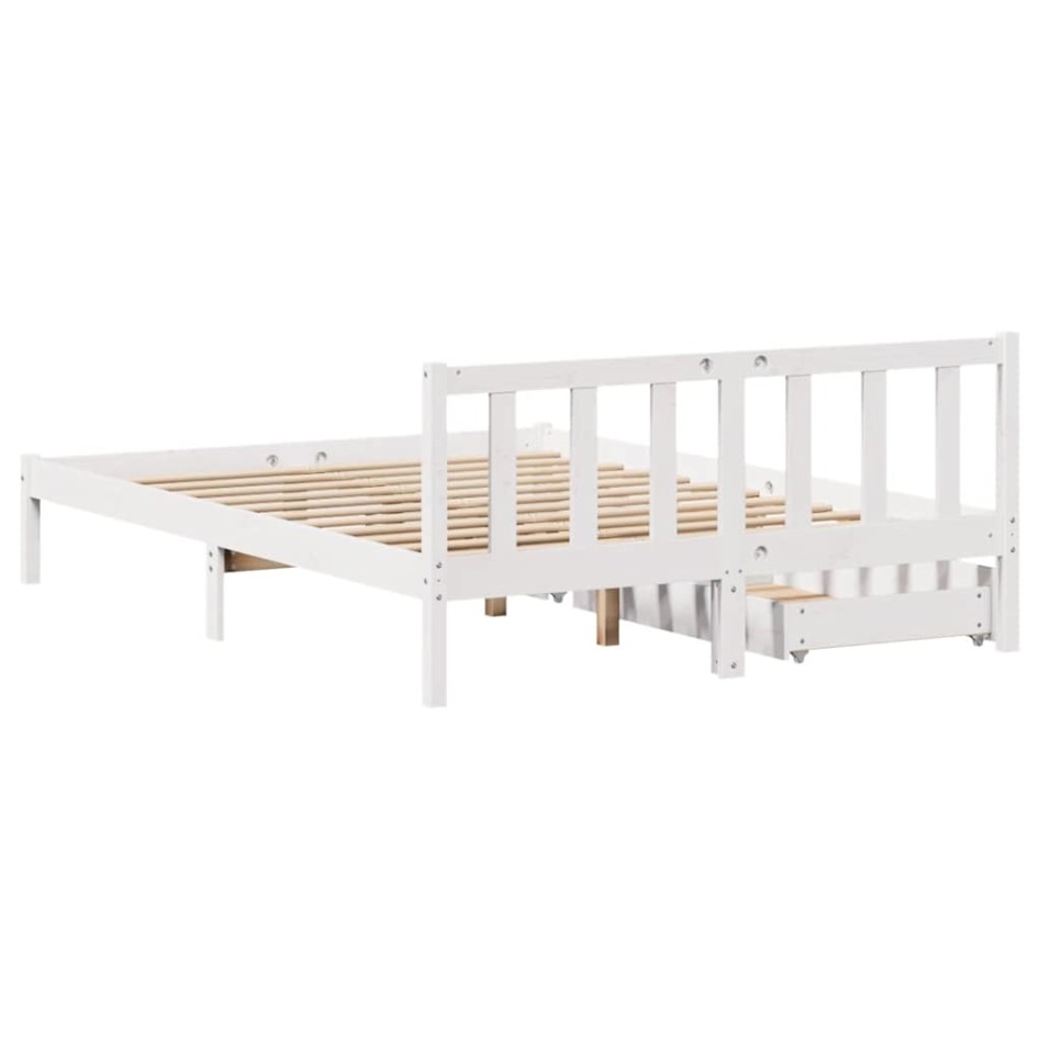 Estructura de cama sin colchón madera maciza de pino 160x200