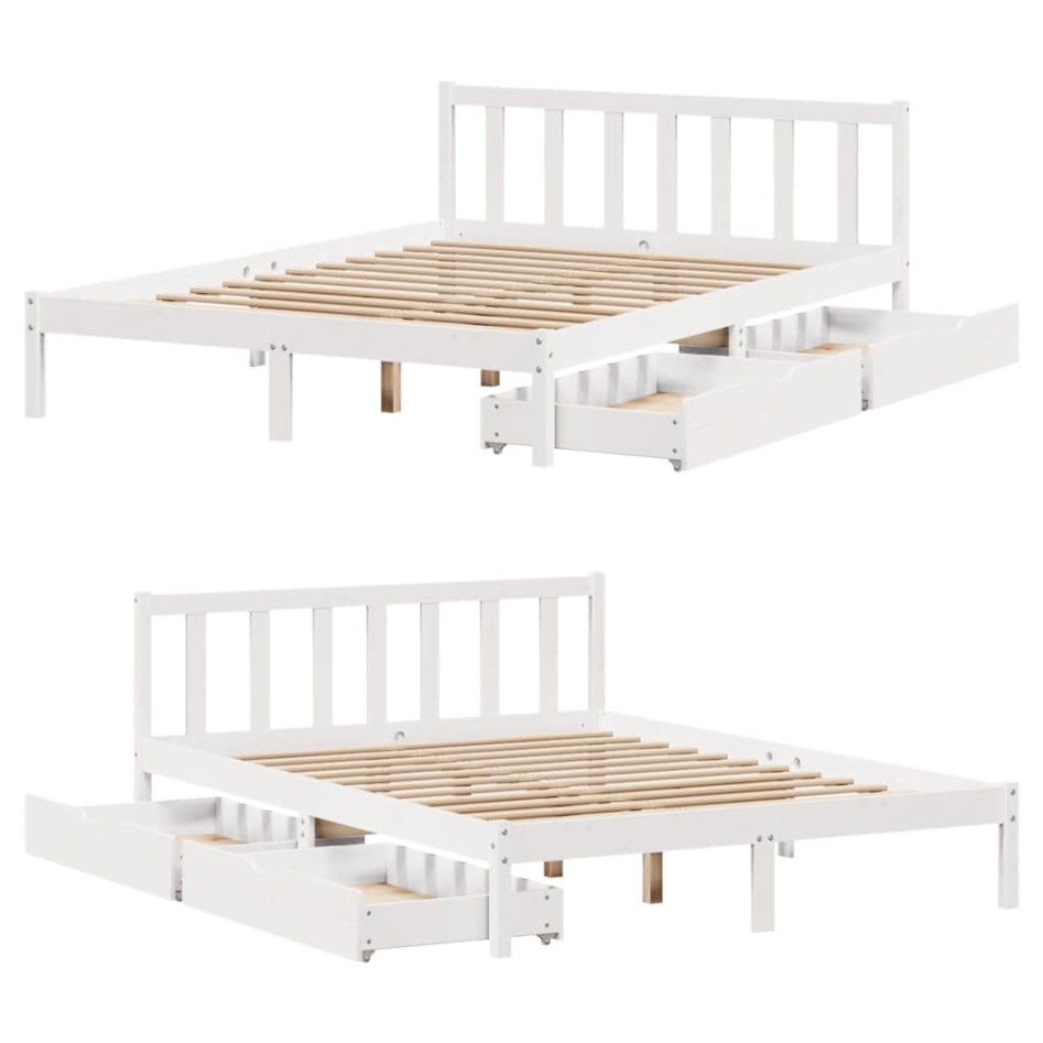 Estructura de cama sin colchón madera maciza de pino 160x200