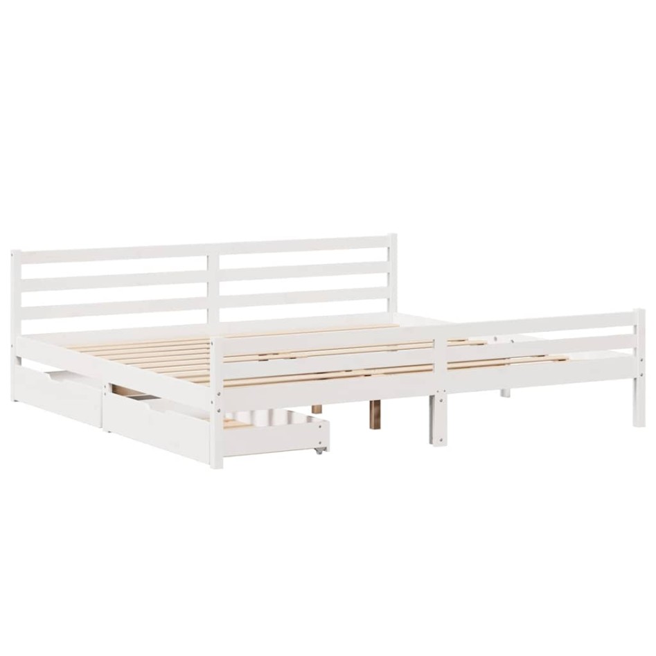 Cama sin colchón madera maciza de pino blanca 180x200