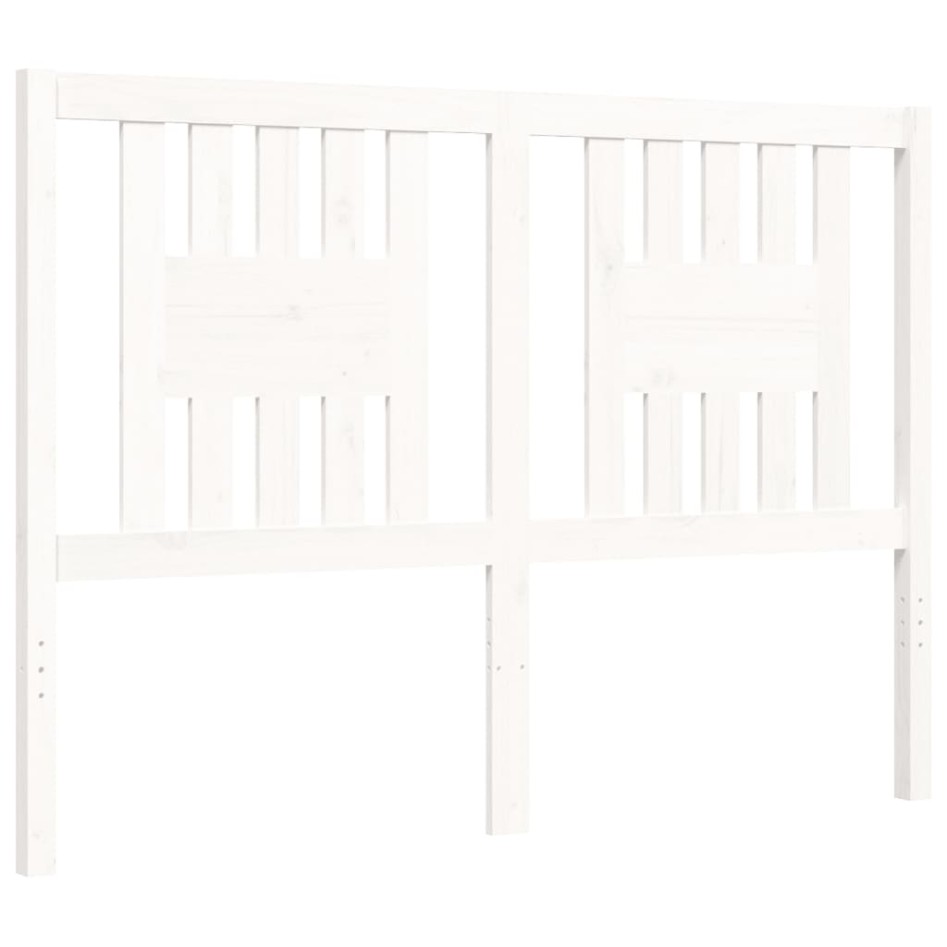 Estructura de cama con cabecero madera maciza blanco 120x200