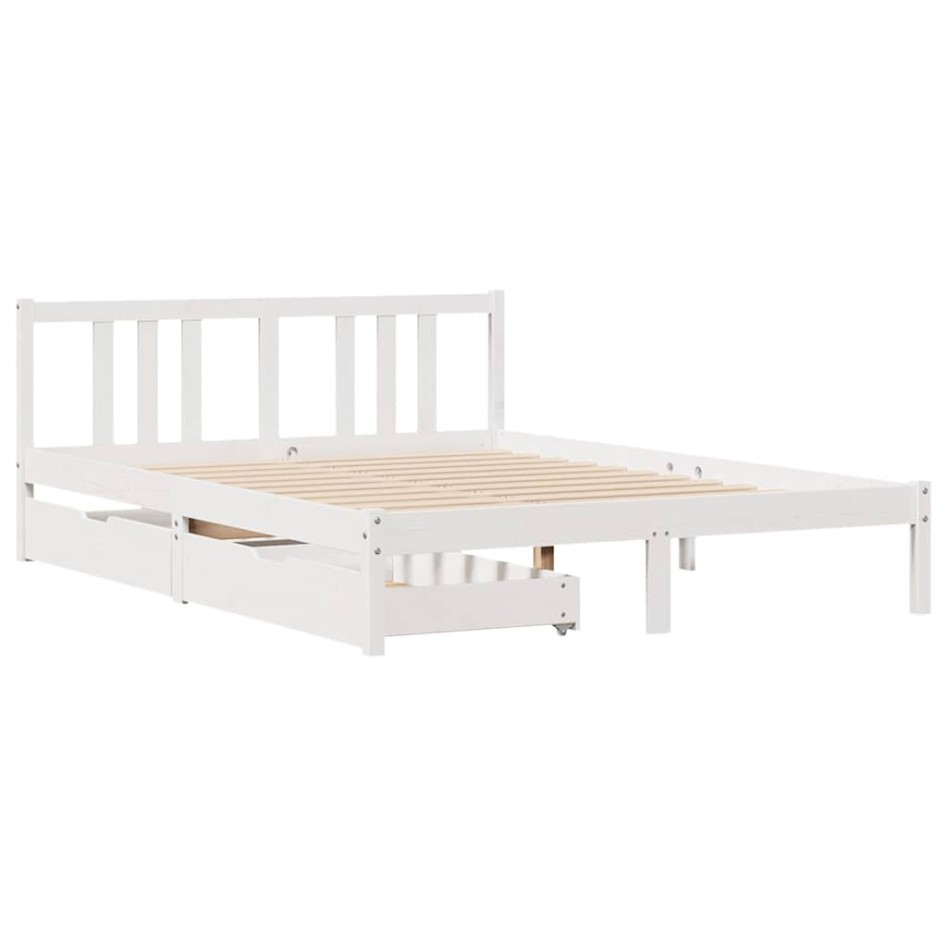 Estructura de cama sin colchón madera maciza de pino 160x200