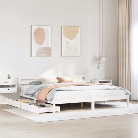 Cama sin colchón madera maciza de pino blanca 180x200