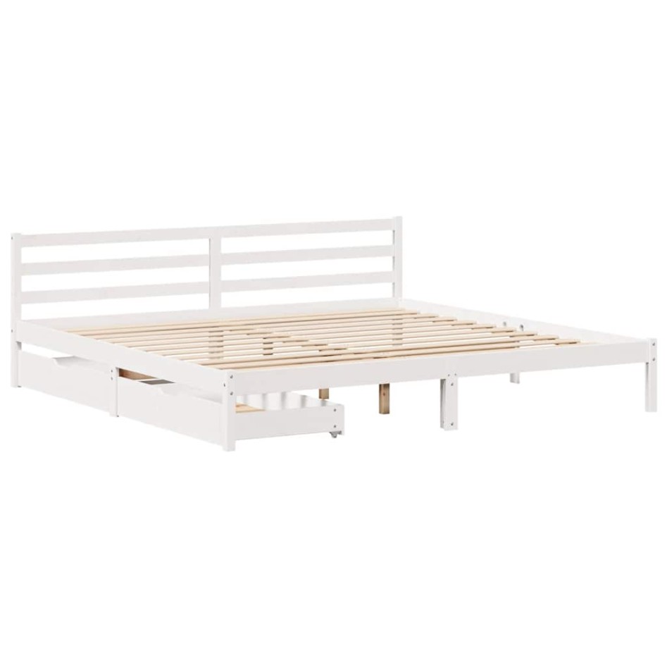Cama sin colchón madera maciza de pino blanca 180x200