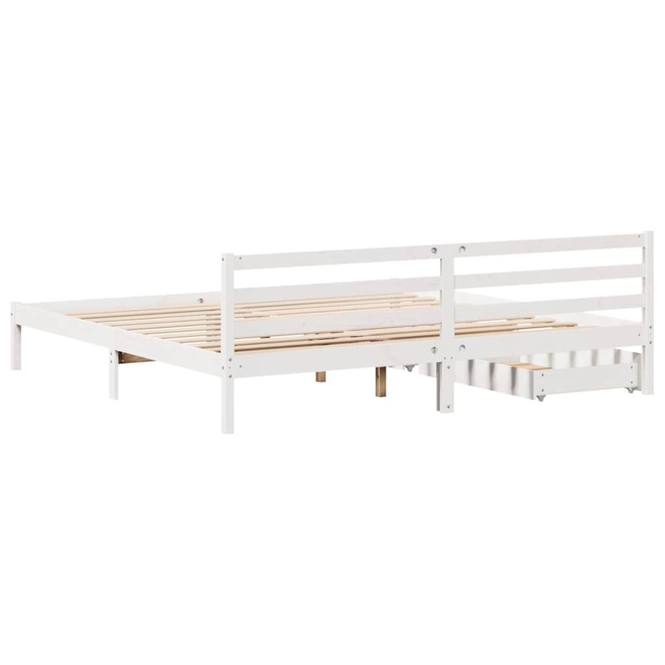 Cama sin colchón madera maciza de pino blanca 180x200