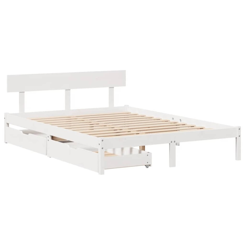 Estructura de cama sin colchón madera de pino blanca 140x190