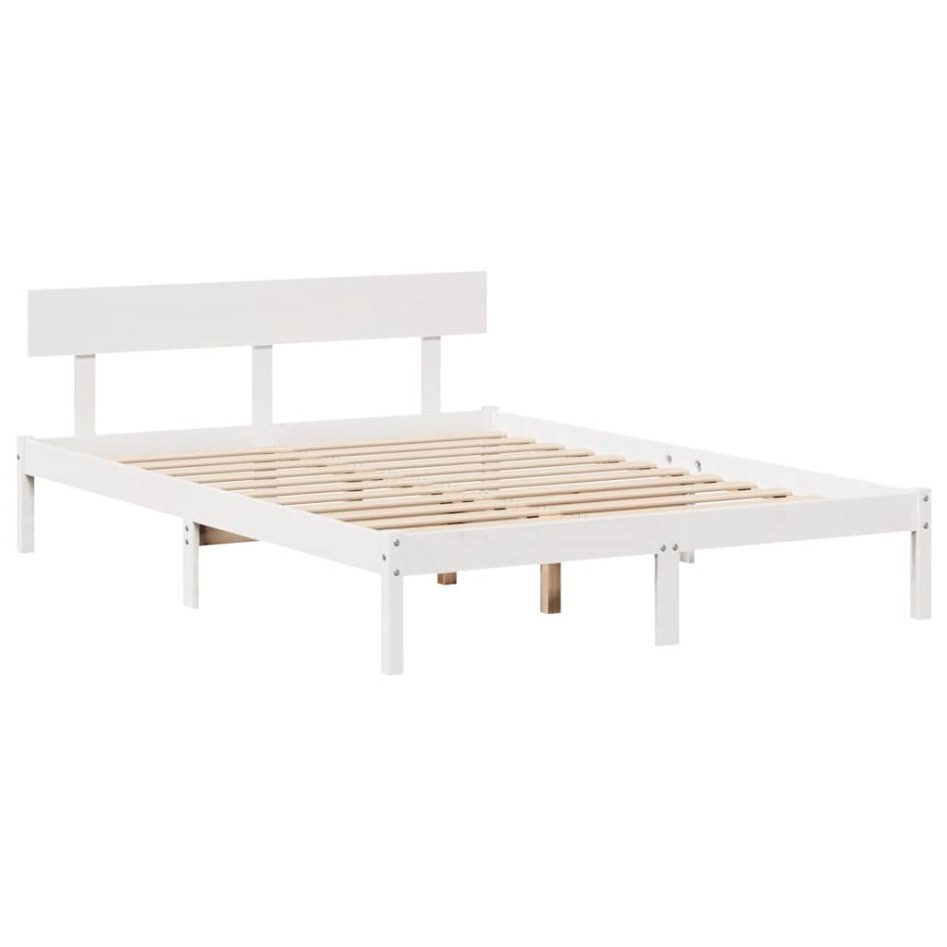 Estructura de cama sin colchón madera de pino blanca 140x190