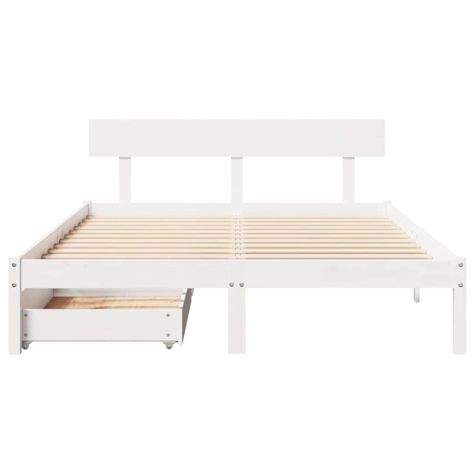 Estructura de cama sin colchón madera de pino blanca 120x200