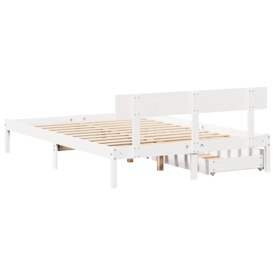 Estructura de cama sin colchón madera de pino blanca 120x200
