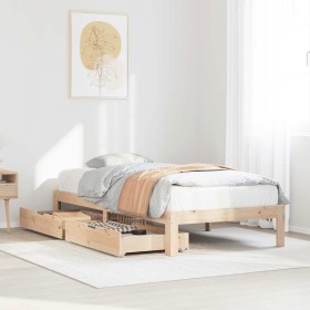 Estructura de cama con cajones madera maciza pino 75x190