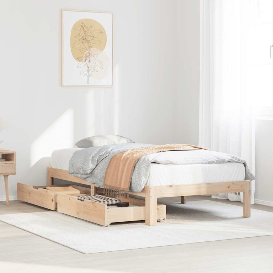 Estructura de cama con cajones madera maciza pino 75x190