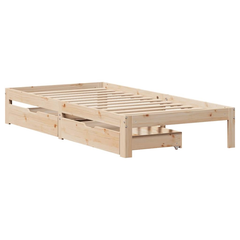 Estructura de cama con cajones madera maciza pino 75x190