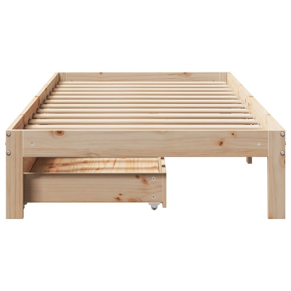 Estructura de cama con cajones madera maciza pino 75x190