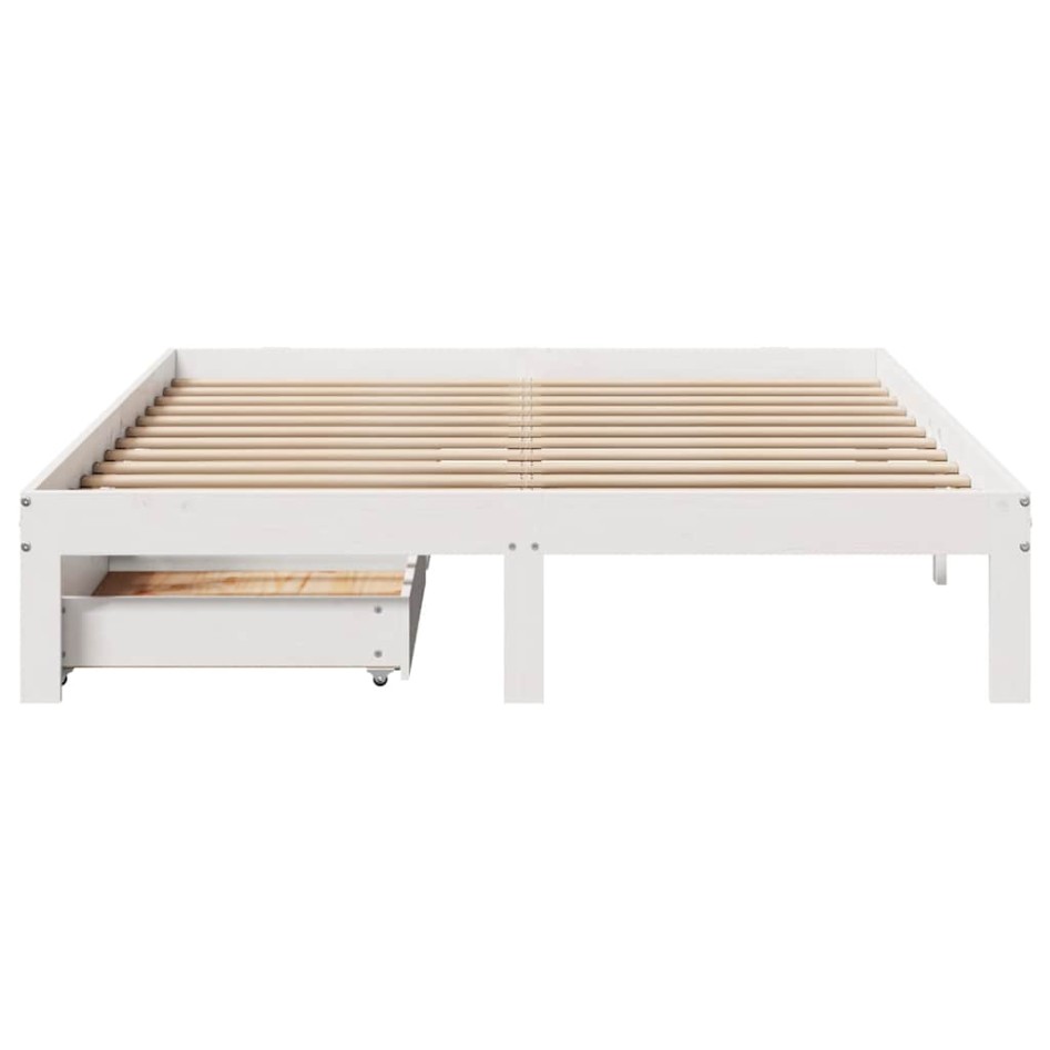 Estructura de cama con cajones madera de pino blanca 135x190