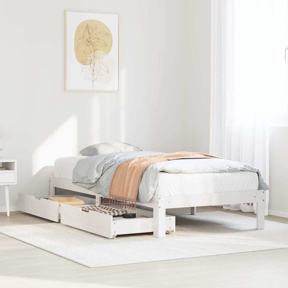 Estructura cama con cajones madera maciza pino blanco