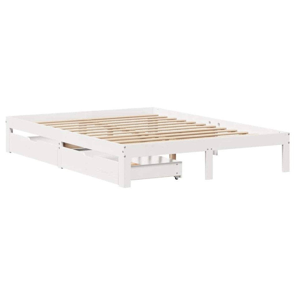 Estructura de cama con cajones madera de pino blanca