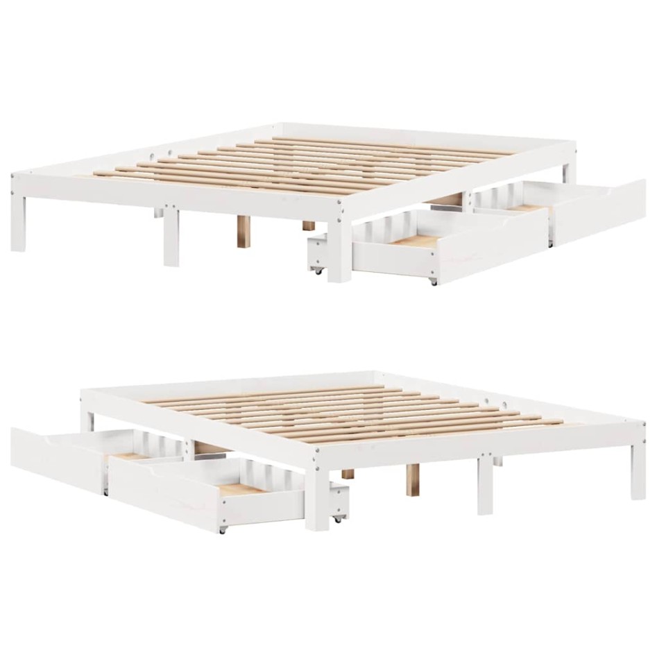 Estructura de cama con cajones madera de pino blanca