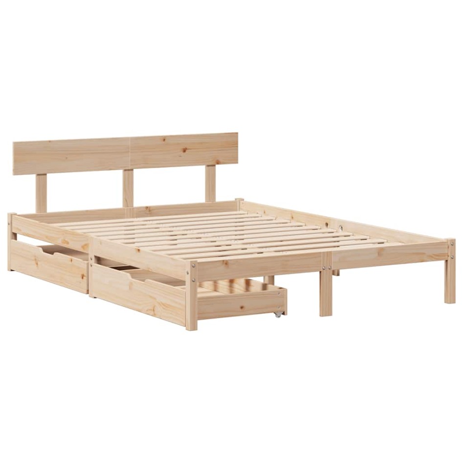 Estructura de cama sin colchón madera maciza de pino 160x200