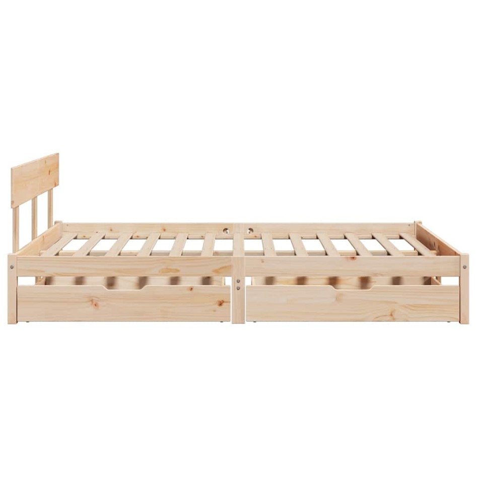 Estructura de cama sin colchón madera maciza de pino 160x200