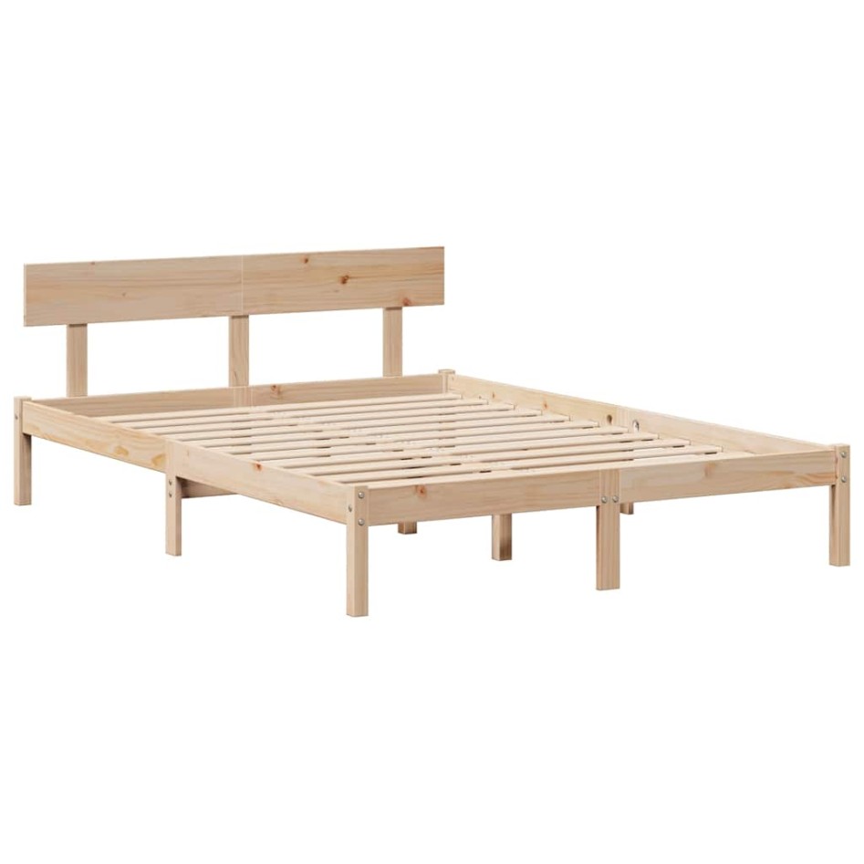 Estructura de cama sin colchón madera maciza de pino 160x200