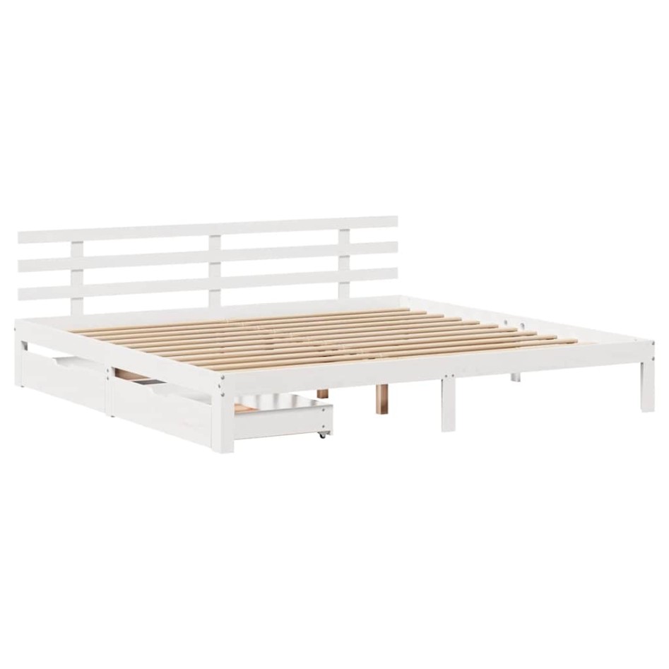 Estructura de cama cajones madera maciza pino blanco 180x200