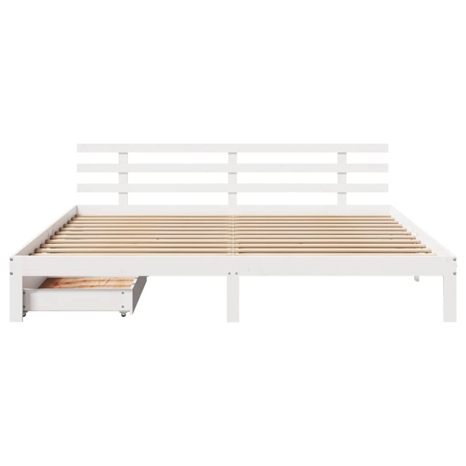 Estructura de cama cajones madera maciza pino blanco 180x200