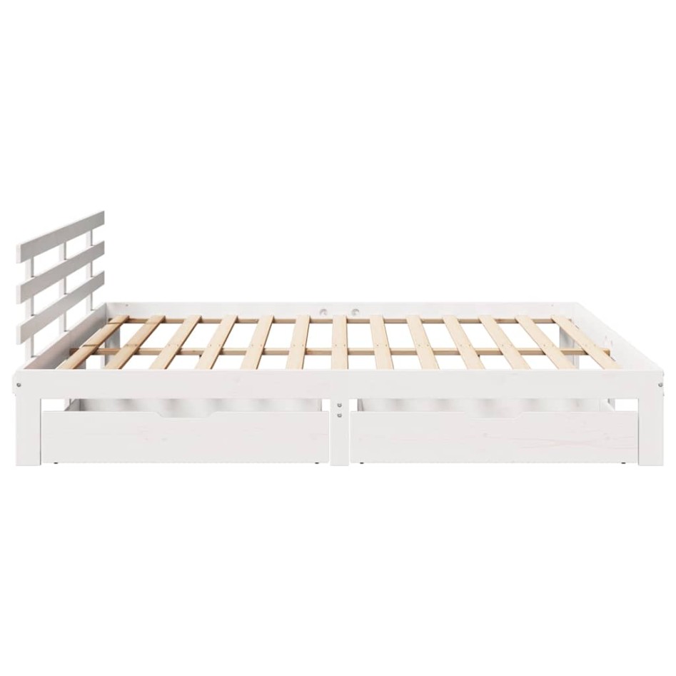 Estructura de cama cajones madera maciza pino blanco 180x200