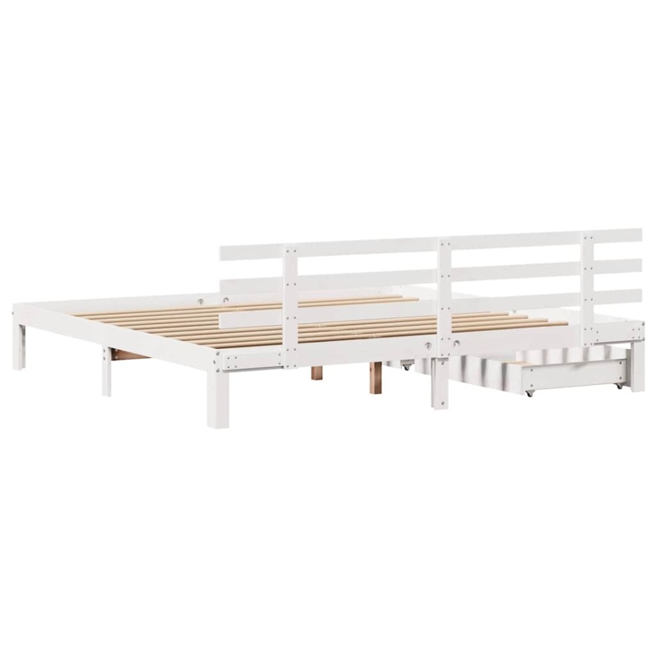 Estructura de cama cajones madera maciza pino blanco 180x200