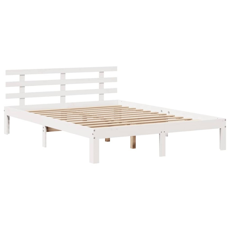 Estructura de cama con cajones madera de pino blanca 160x200