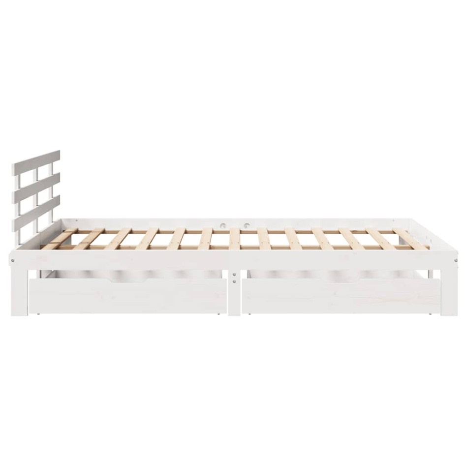 Estructura de cama con cojines madera de pino blanca 140x190