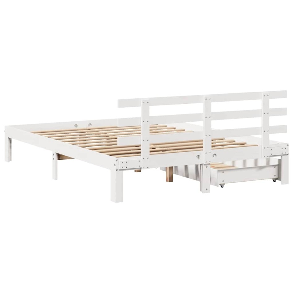 Estructura de cama con cojines madera de pino blanca 140x190