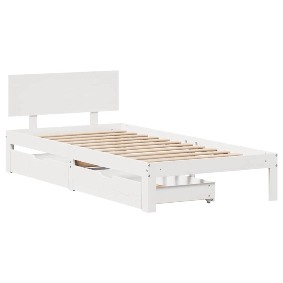 Estructura cama con cajones madera maciza pino blanco 90x200