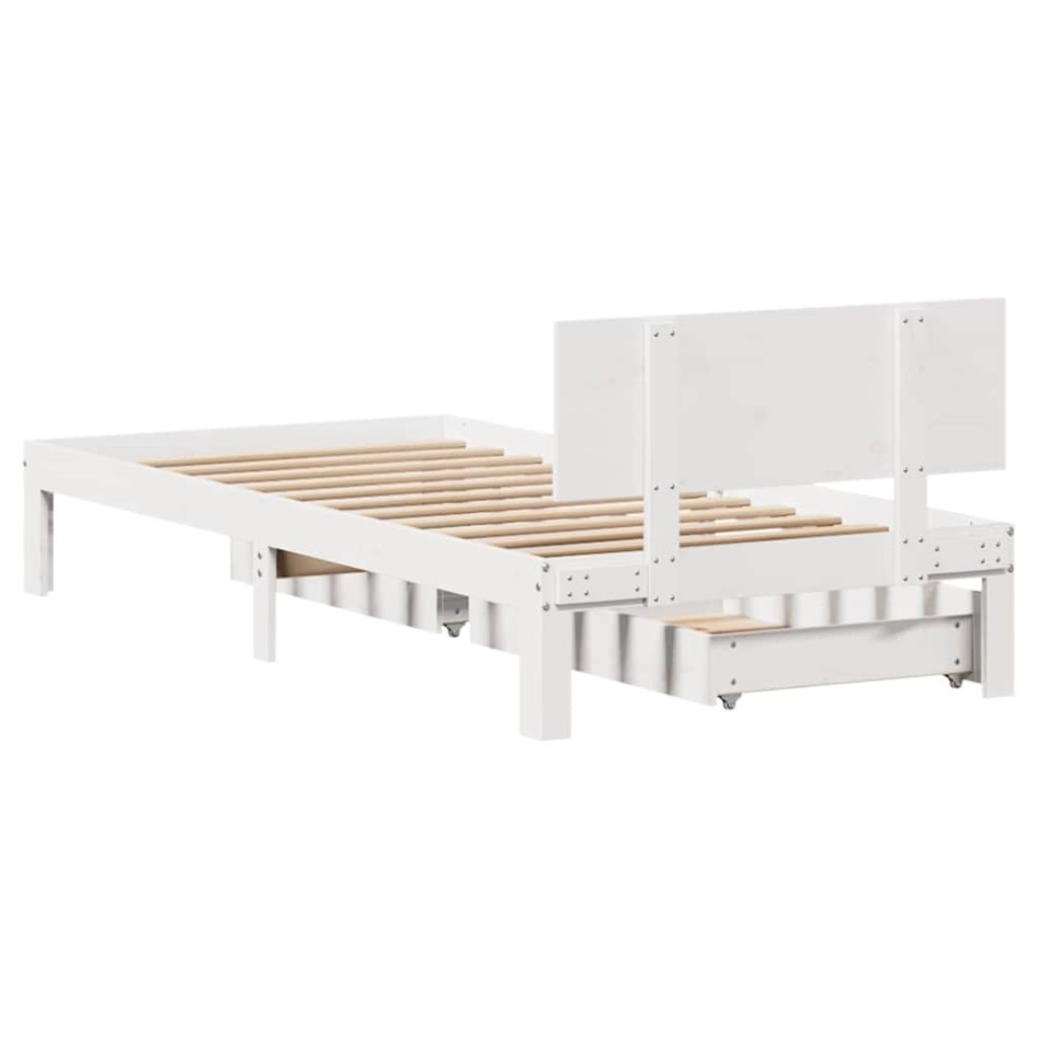 Estructura cama con cajones madera maciza pino blanco 90x200