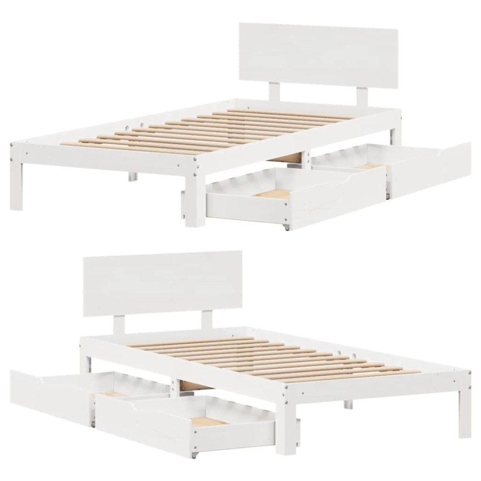 Estructura cama con cajones madera maciza pino blanco 90x200
